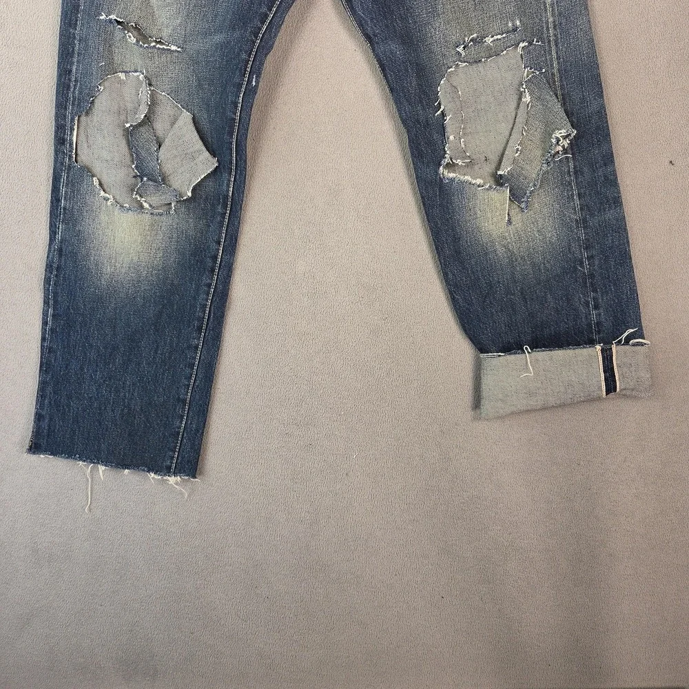 Levis 501 Jeans Mens Selvedge Thrashed‎ Destroyed Raw Hem Fits 27x25